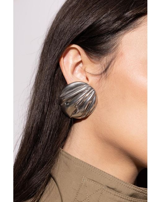 Chloé Metallic 'Pleats' Clip-On Earrings