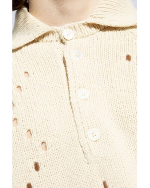 Givenchy Natural Openwork Sweater With Collar for men