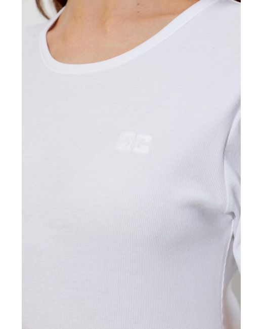 Ganni White Ribbed T-Shirt With Logo