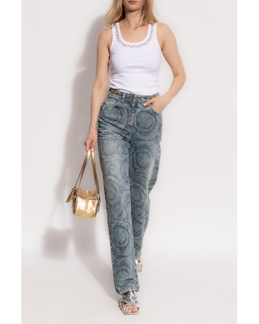 Versace Blue Jeans With "Barocco" Pattern