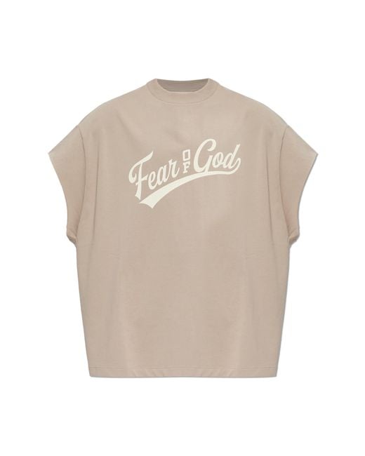 Fear Of God Natural Cotton T-Shirt With Print for men