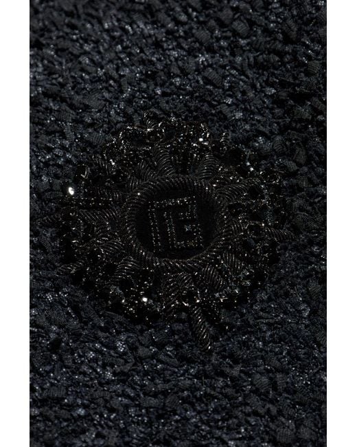 Balmain Black Bomber Jacket With Appliqué for men