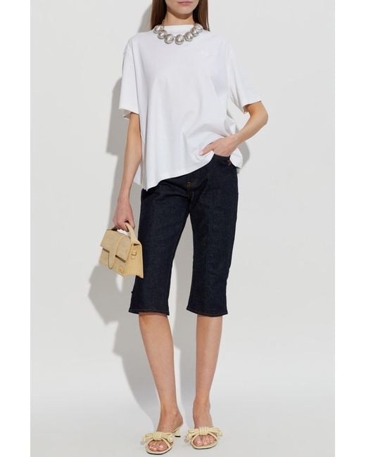 Jacquemus White Asymmetric T-Shirt 'Tovalo'