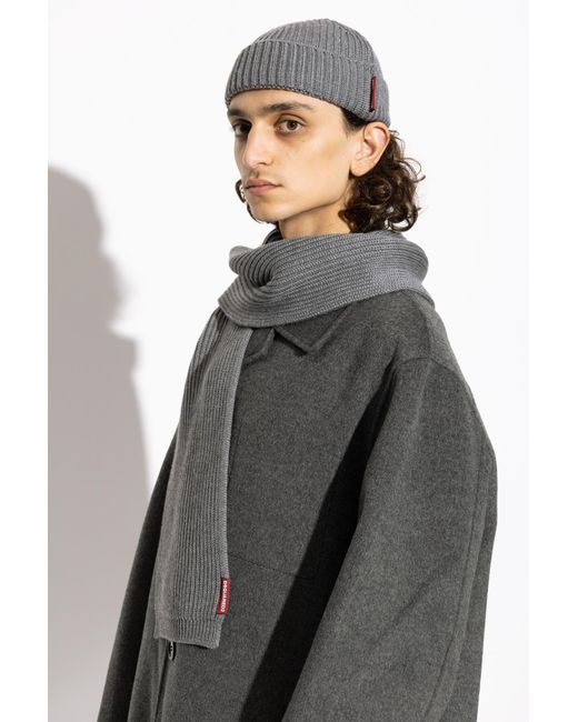 DSquared² Gray Set: Hat And Scarf for men