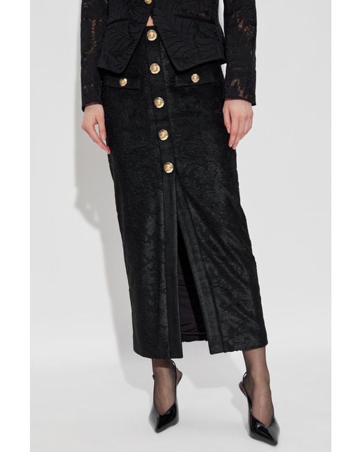 Balmain Black Skirt With Decorative Buttons