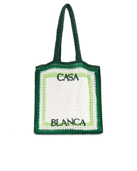 Casablanca Green Crocheted Bag With Logo