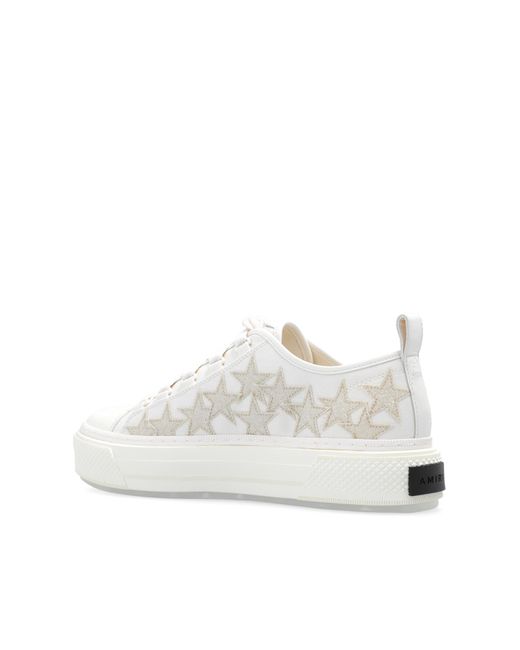 Amiri Crystal Glitter Stars Court Low Sneakers in White for