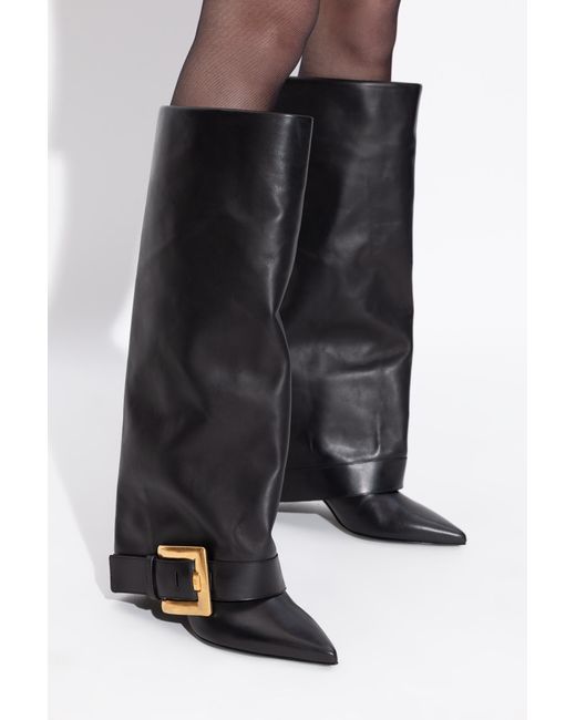Balmain Black Leather Heeled Boots