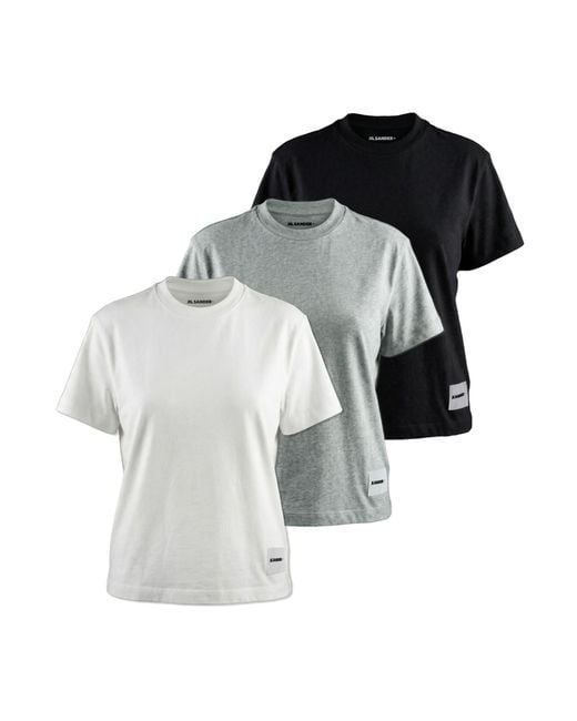 Jil Sander Multicolor Set Of Three T-Shirts With Logo