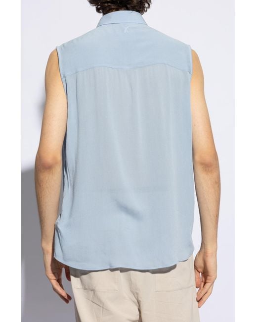 AMI Blue Sleeveless Shirt, for men