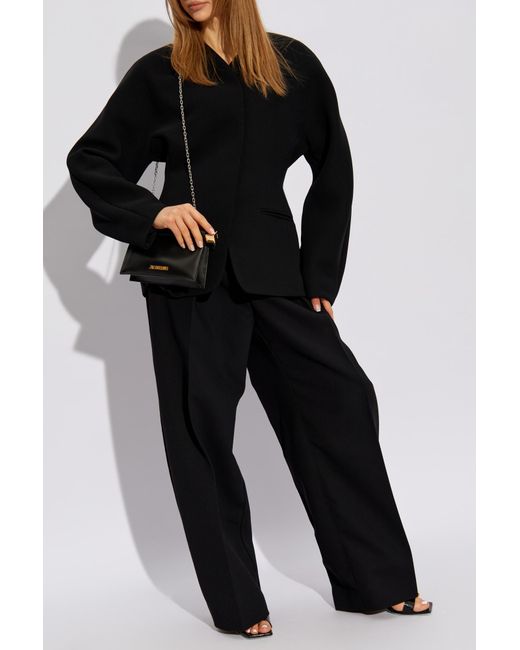 Jacquemus Black 'Ovalo' Pleated Trousers