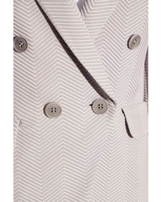 Emporio Armani White Blazer With Herringbone Pattern,
