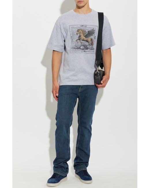 Etro Gray T-Shirt With Print for men