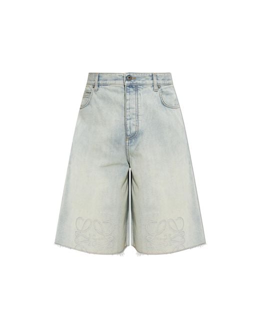 Loewe Blue Raw-Hem Denim Shorts for men