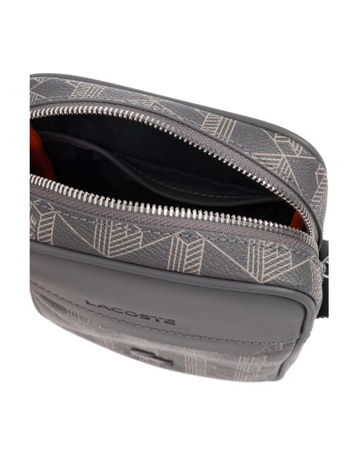 Lacoste Gray Shoulder Bag With Logo, for men
