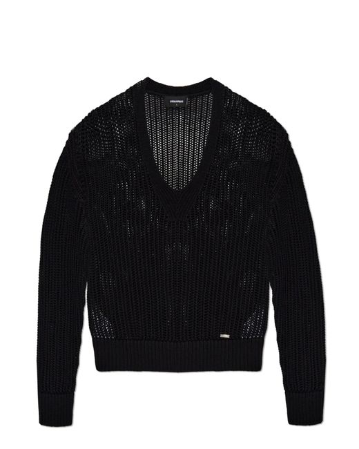 DSquared² Black V-neck Sweater, for men