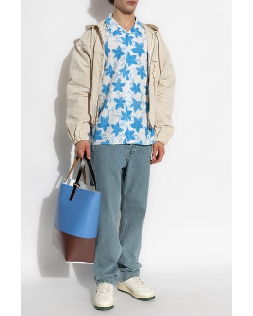 Paul Smith Blue Shirt With Floral Motif for men