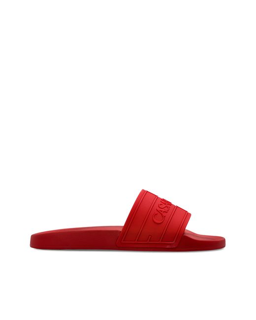 Casablanca Red Rubber Flip-Flops With Logo for men