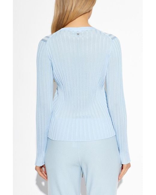 Versace Blue Ribbed Long Sleeve Top