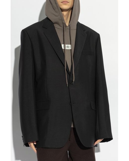 Maison Margiela Black Wool Blazer With Open Lapels for men