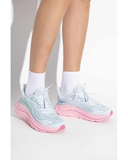 Hoka One One Pink 'Clifton 10' Sports Shoes