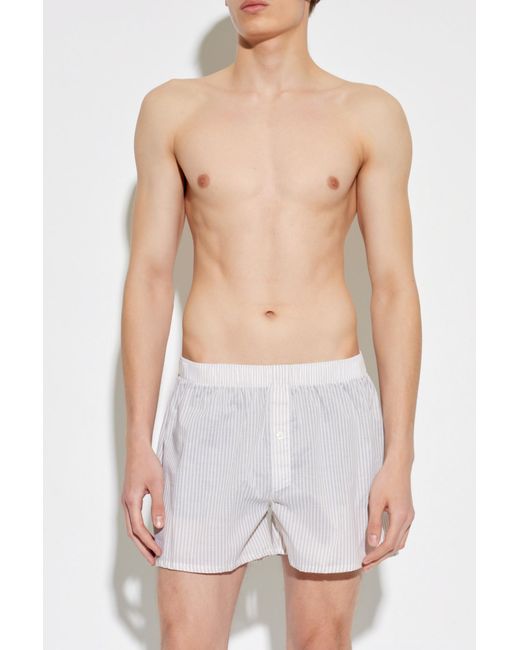 Hanro White Boxers With Striped Pattern for men