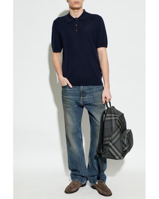 Burberry Blue Cashmere Polo "Marcus" for men