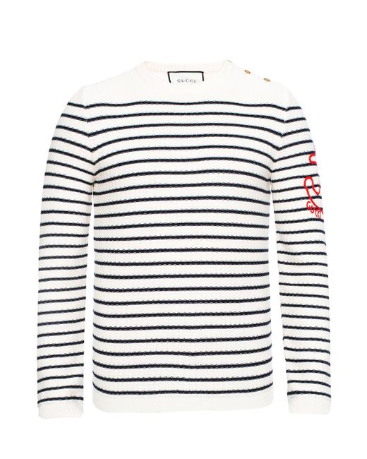 Gucci White Logo-embroidered Sweater for men