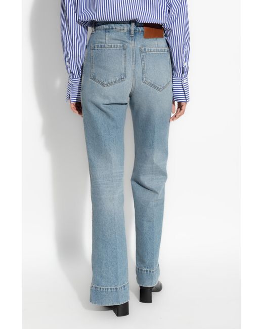 Victoria Beckham Blue Jeans With Logo,