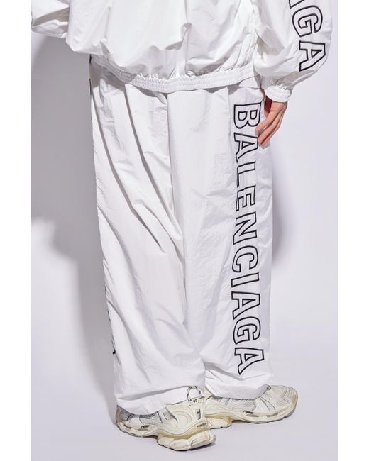 Balenciaga White Track Pants With Logo, for men
