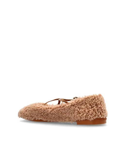 Jimmy Choo Natural Futrzane Ballerinas "Eleri"