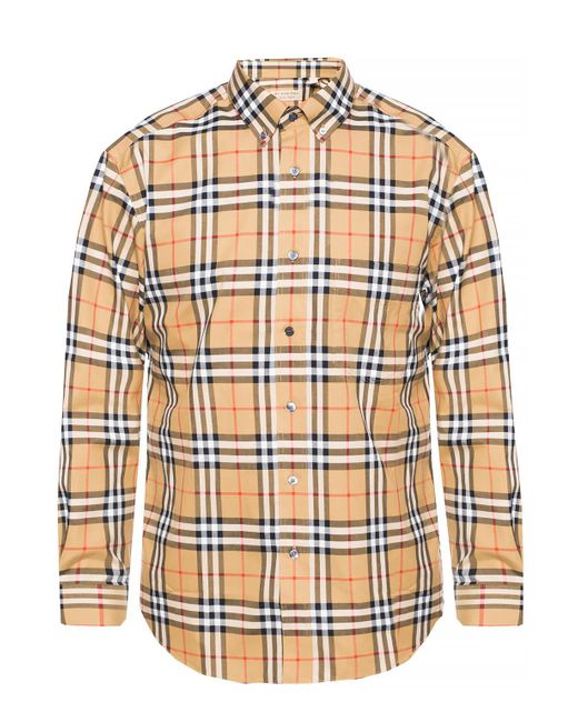 Burberry Brown Shirt With A Plaid Motif for men