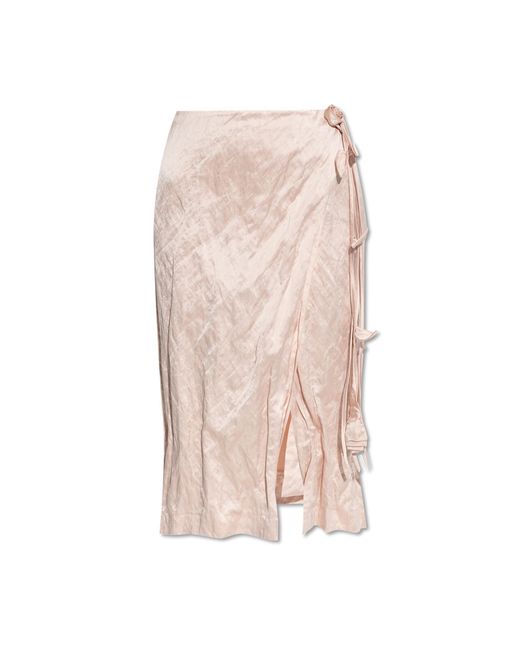 Blumarine Natural Satin Skirt With Crinkle Effect
