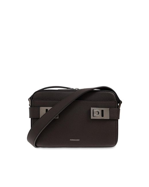Ferragamo Black Leather Shoulder Bag for men
