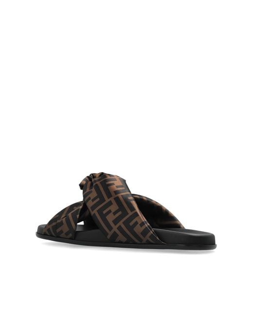 Fendi Black Slides With Logo