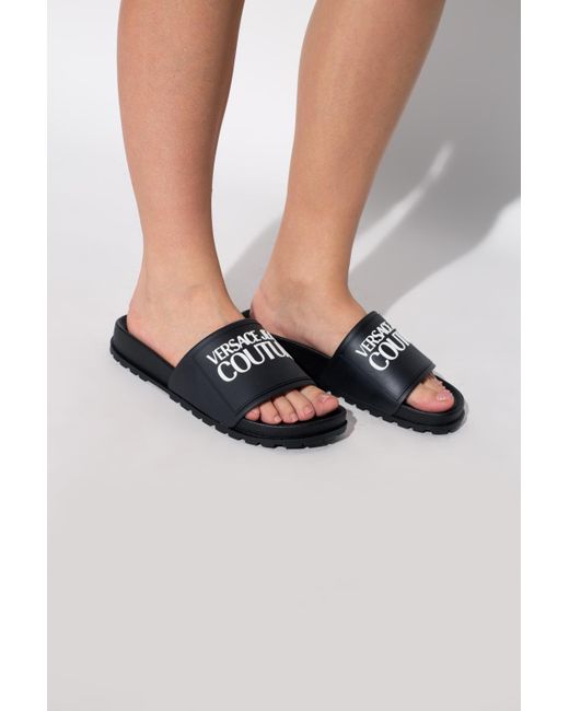 Versace Jeans Couture Slides With Logo in Black | Lyst