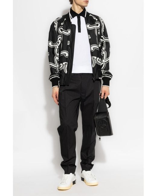 Dolce & Gabbana Black Cotton Trousers With Crease for men