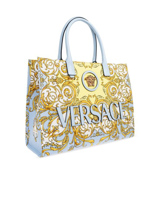 Versace Blue "V Allover La Medusa Large" Shopper Bag