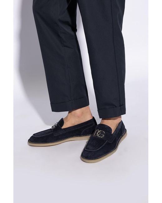 Dolce & Gabbana Black 'New Florio' Suede Loafers for men