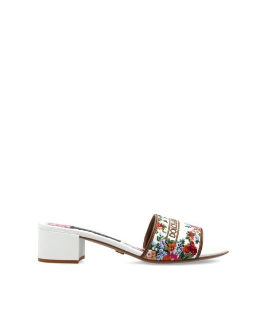 Dolce & Gabbana Multicolor Heeled Mules With A Floral Motif
