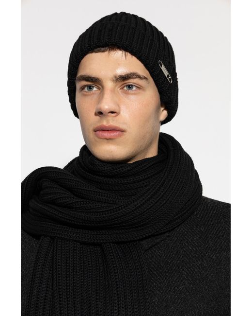 Givenchy Black Wool Beanie With Applique for men