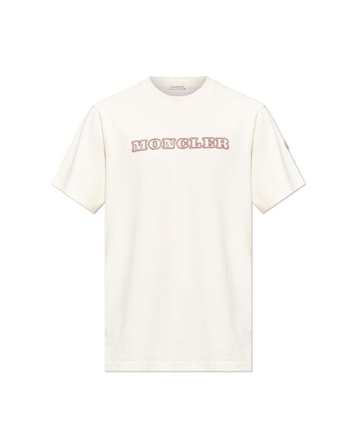 Moncler White T-Shirt With Logo for men