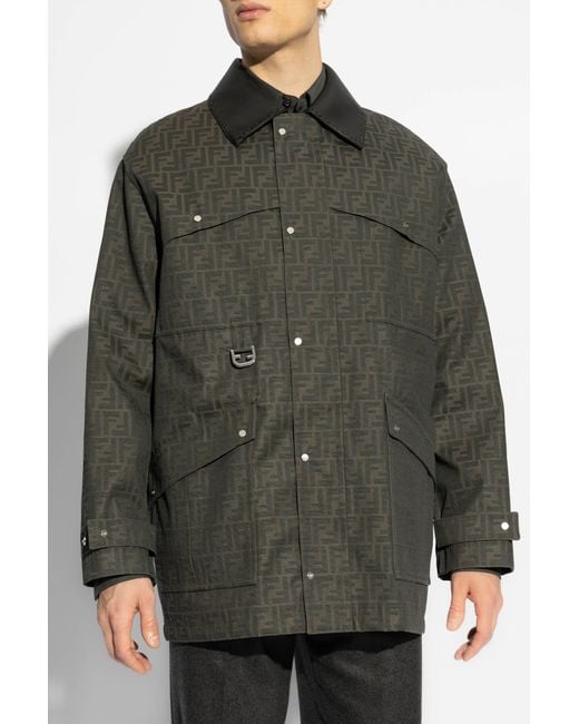Fendi Black Jacket With Leather Collar for men