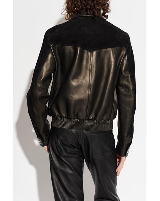 Versace Black Leather Jacket for men