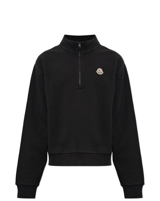 Moncler Black Sweatshirt With Logo Patch for men