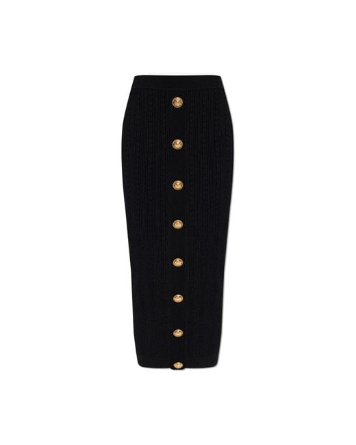 Balmain Black Skirt With Buttons