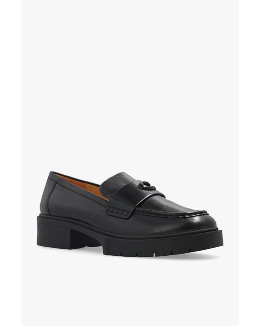 COACH Black Leah Leather Platform Loafers