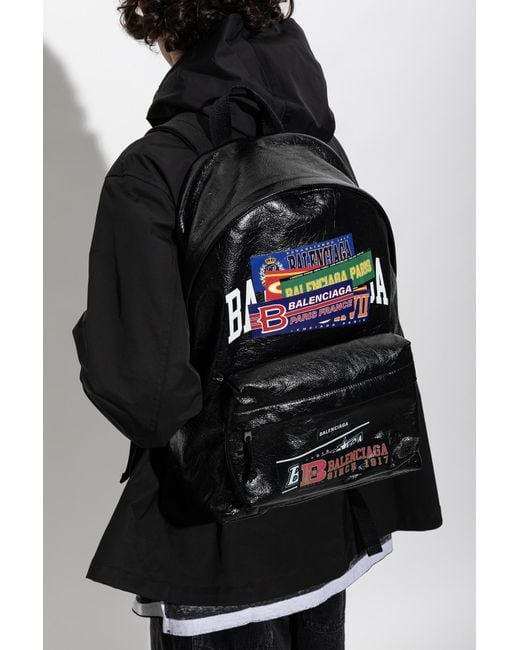 Balenciaga Black Leather Backpack 'Explorer' for men