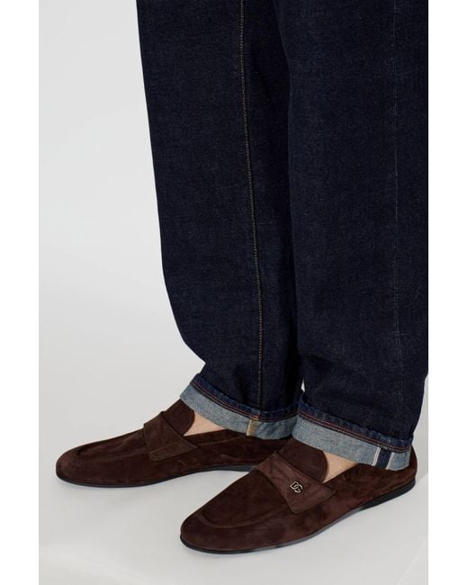 Dolce & Gabbana White Suede "Loafers" Shoes for men
