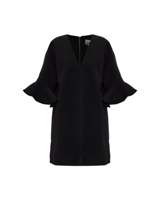 Ganni Black Dress With A V-Neckline